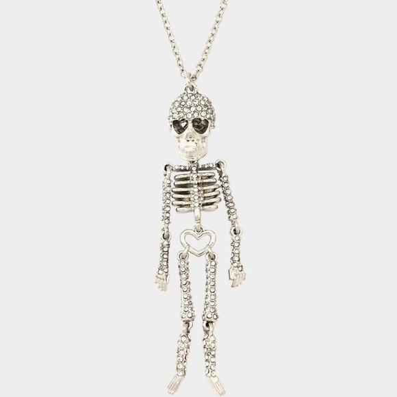 🔹️Betsy Johnson🔹️ Beautiful  Skeleton Pendant 24" crystal Necklace - Picture 6 of 8